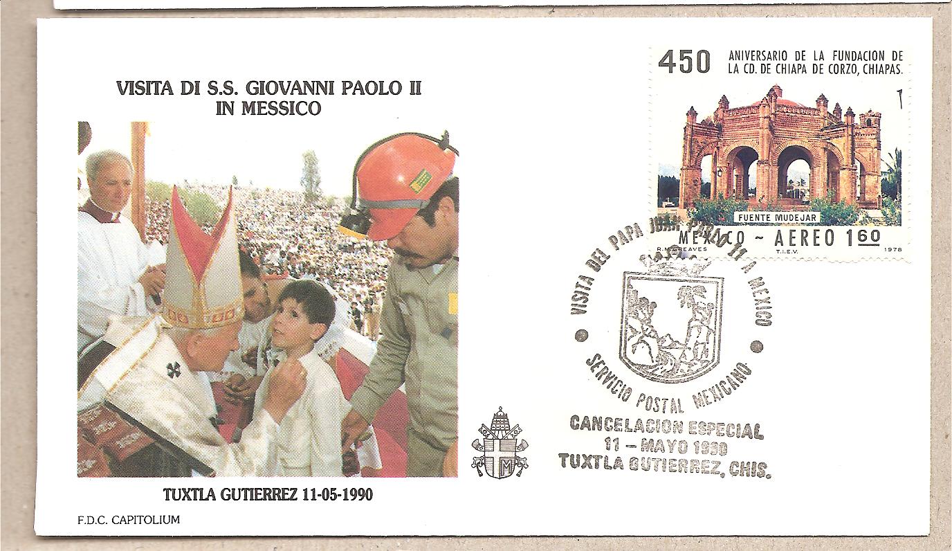42556 - Messico - busta con annullo speciale: Visita di S.S. Giovanni Paolo II a Tuxtla Gutierrez  - 1990