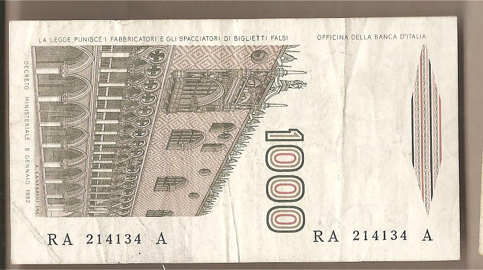 42576 - Italia - banconota circolata da  1000  Marco Polo  - 1982 Suffisso A