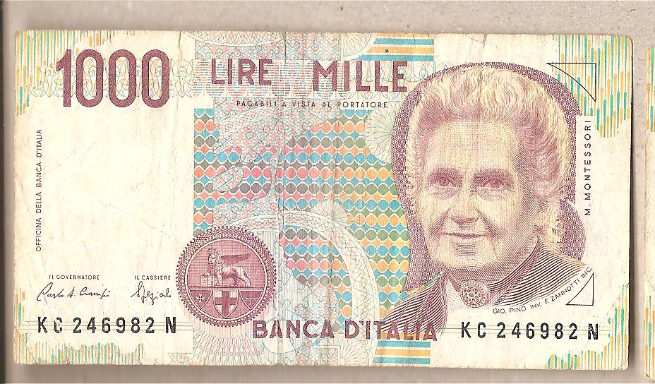 42586 - Italia - banconota circolata da 1000  Montessori  - 1993  Lettera C