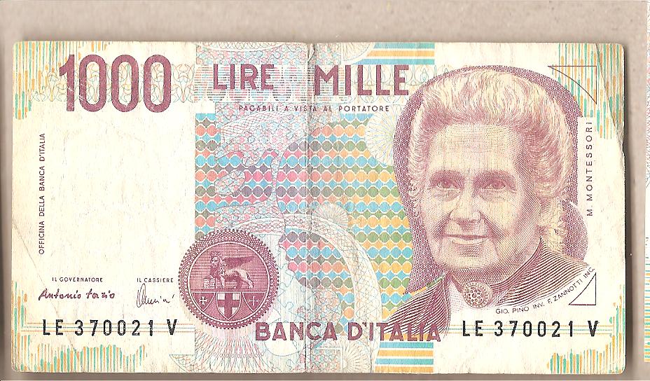 42588 - Italia - banconota circolata da 1000  Montessori  - 1995  Lettera E