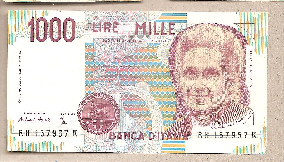 42591 - Italia - banconota circolata da 1000  Montessori  - 1998  Lettera H