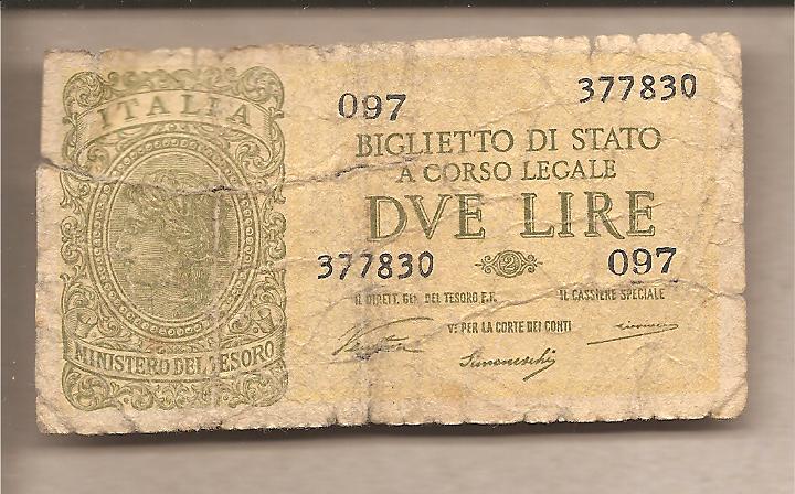 42601 - Italia - banconota circolata da 2   Italia Laureata  - 1944 Ventura/Simoneschi/Giovinco