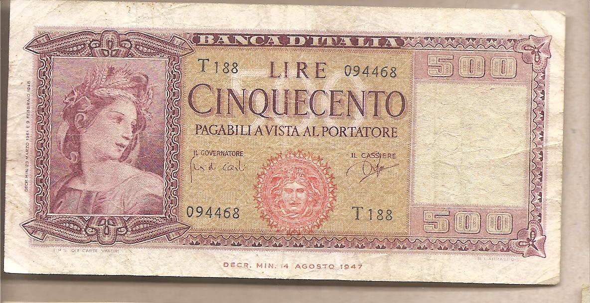 42610 - Italia - banconota circolata da 500  Medusa  - 1961