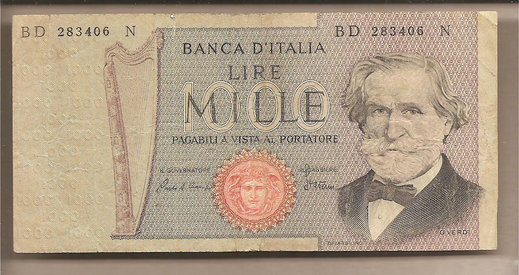 42615 - Italia - banconota circolata da 1000  Verdi secondo tipo  - 1980
