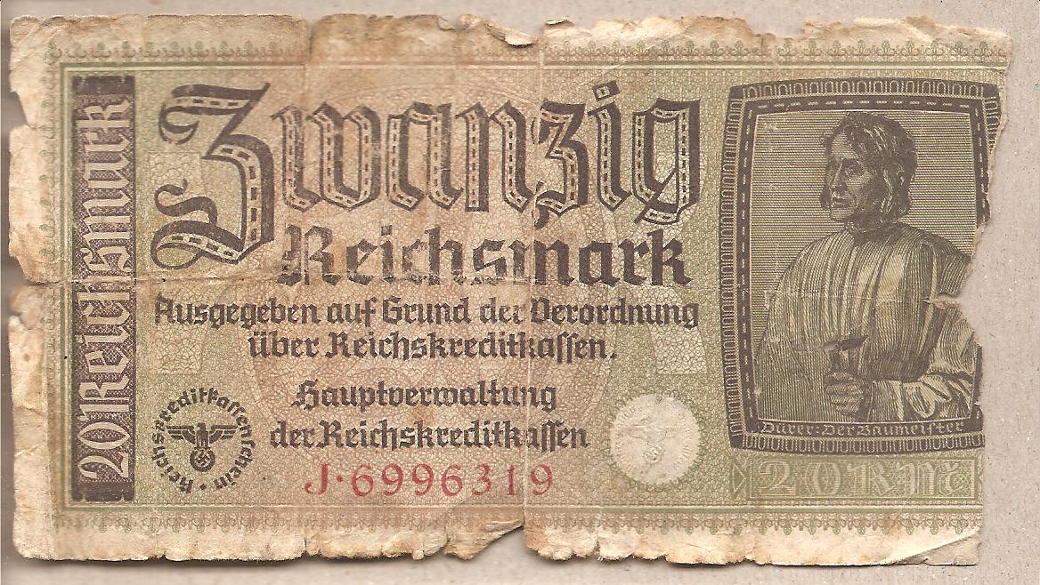 42673 - Germania Territori Occupati- banconota circolata da 20 Marchi P-R139 -1940