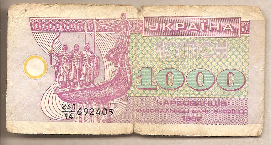 42698 - Ucraina - banconota circolata da 1000 Karbovanets P-91a - 1992