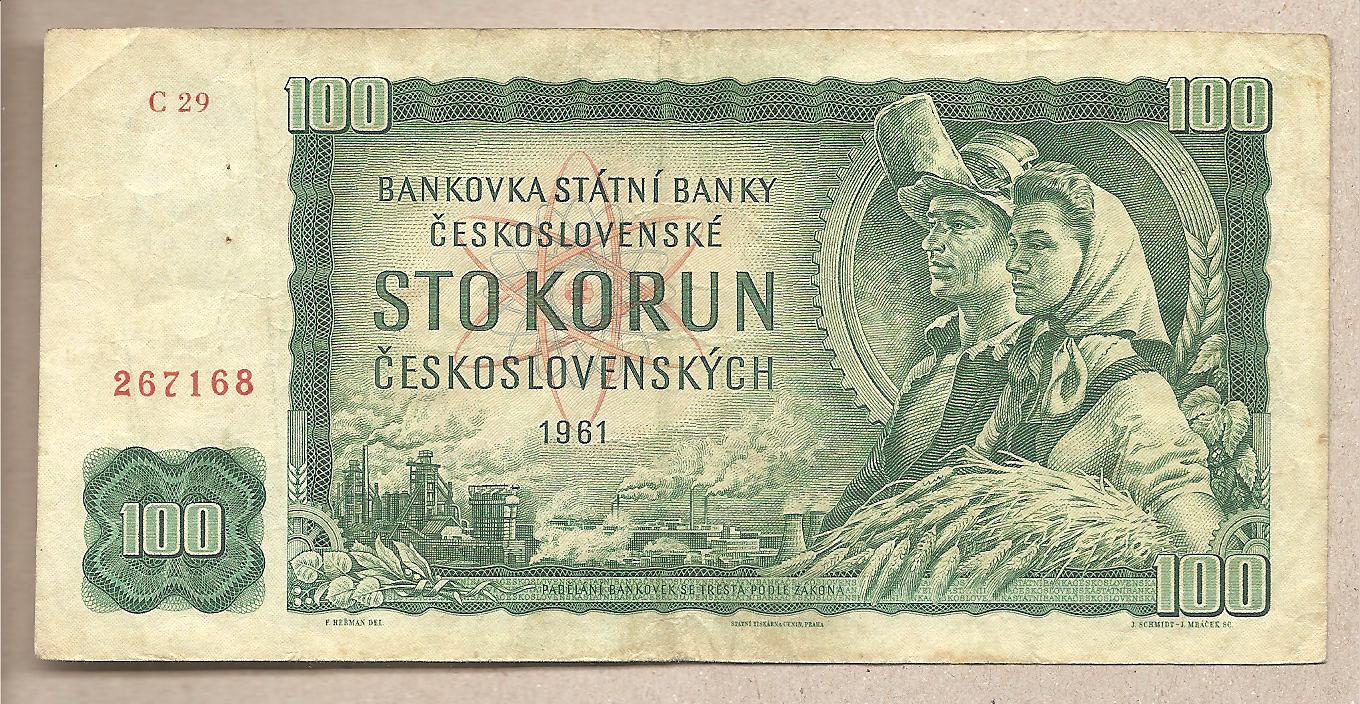 42700 - Cecoslovacchia - banconota circolata da 100 Corone P-91a - 1961