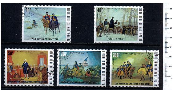 42740 -  ALTO VOLTA 1975-3371 Bicentenario USA,dipinti famosi - 5 valori serie completa timbrata - Yvert # 355/7+A188/9
