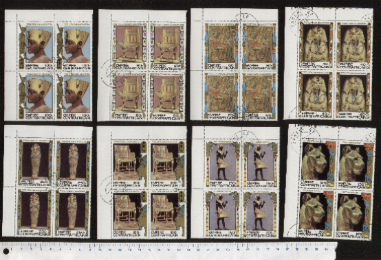 42814 - CENTRAFRICA 1978-3754 * Arte Egizia - Quartine di 8 valori serie completa timbrata