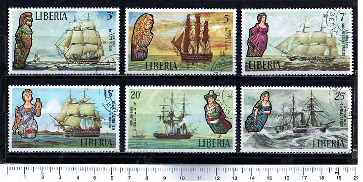 42876 - LIBERIA 1972-2213 Velieri diversi - 6 valori serie completa timbrata