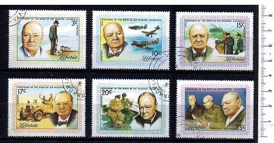 42886 - LIBERIA 1974-3319 Sir Winston Churchill - 6 valori serie completa timbrata