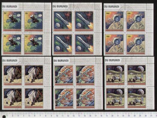 42986 - BURUNDI	1972-2528	Conquista dello spazio soggetti diversi - Quartine di 6 valori serie completa timbrata - Yvert # 483/488