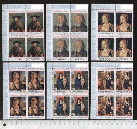 42999 - BURUNDI  1971-3381  Settimana lettera scritta:dipinti famosi - Quartine di 6 valori serie completa timbrata, Yvert # 461/66