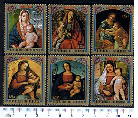 43000 - BURUNDI  1973-3382  Natale: Dipinti religiosi famosi -	6 valori serie completa timbrata - Yvert # 580/2+A313/15