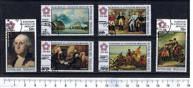 43214 - TOGO	1975-3604  Bicentenario USA dipinti Americani - 6 valori serie completa timbrata - Yvert n 856/7+A272/5