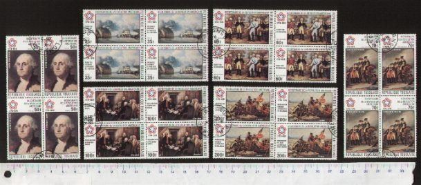 43218 - TOGO	1975-3604  Bicentenario USA dipinti Americani - Quartine di 6 valori serie completa timbrata - Yvert n 856/7+A272/5