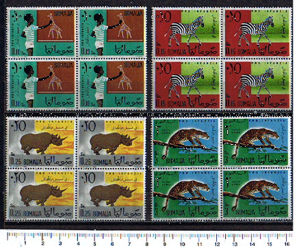 43241 - SOMALIA	1960-1240  Pro Infanzia  animali diversi - 4 valori serie completa nuova - Yvert n 6/8+A7