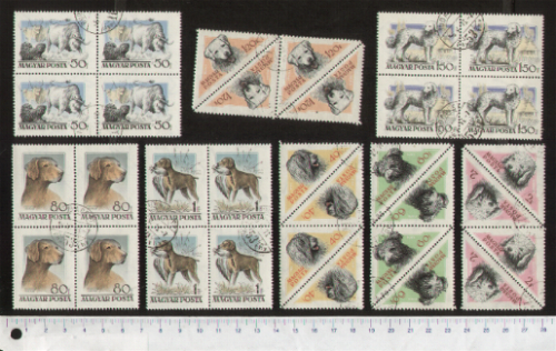 43343 - UNGHERIA	1956-3559- Yvert n 1190/97 *  Cani soggetti diversi  - 8 valori serie completa timbrata in quartina