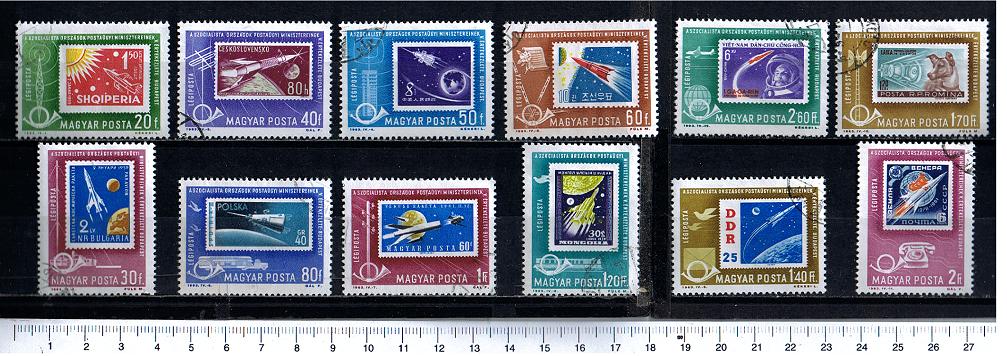 43350 - UNGHERIA	1963-3567  Riproduzione francobolli missioni spaziali - 12 valori serie completa timbrata - Yvert n A258/69