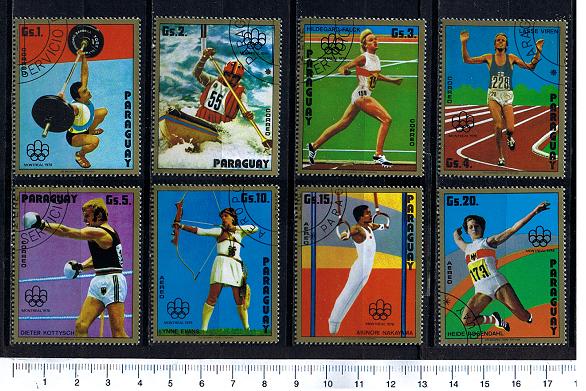 43391 - PARAGUAY	1976-3523  Giochi Olimpici di Montreal - 8 valori serie completa timbrata - Yvert n 1430/4+A705/7