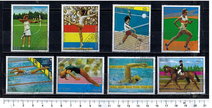 43407 - PARAGUAY	1976-3692  Giochi Olimpici di Montreal - 8 valori serie completa timbrata - Yvert n 1542/6+A750/2