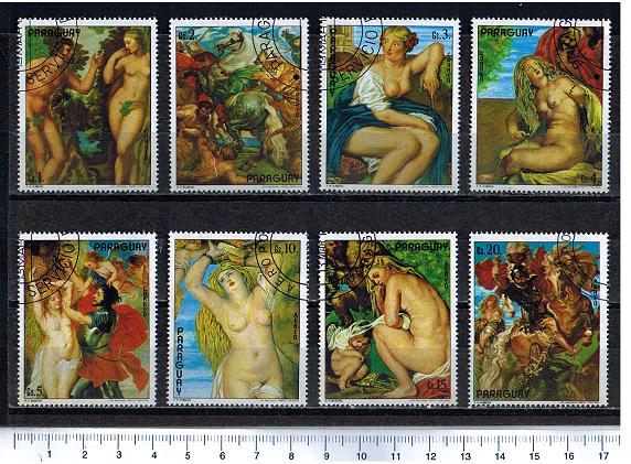 43417 - PARAGUAY	1977-3694  Le donne con nudi dipinte da Rubens - 8 valori serie completa timbrata - Yvert n 1547/51+A753/5