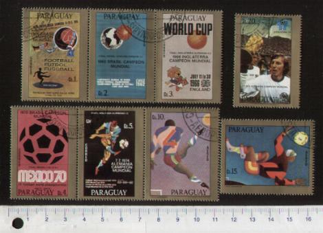 43424 - PARAGUAY	1977-3736  Vari Campionati Mondiali di calcio - 8 valori serie completa timbrata
