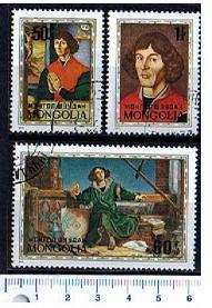 43531 - MONGOLIA	1973-3405  Nicol Copernico nei dipinti di pittori famosi - 3 valori serie completa timbrata - Yvert n 667/69