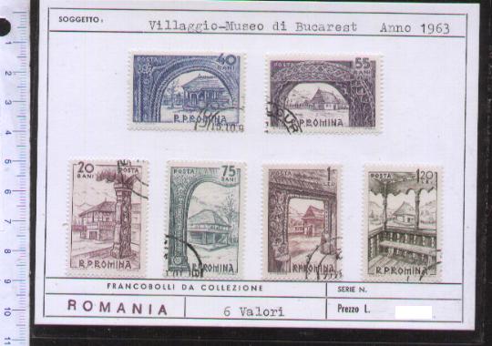 43640 - ROMANIA	1963-Yvert 1952-57  Villaggio Museo di Bucarest	 -  6 valori serietta timbrata -