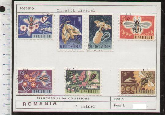 43643 - ROMANIA	1963-D-418	Insetti diversi  Yvert n 1944-51  -  7 valori serie completa timbrata -