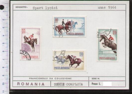 43665 - ROMANIA	1964-D-421	Sports Ippici - 4 valori serie completa timbrata - Yvert n 2009-2012