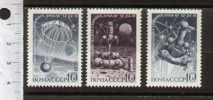 43781 - RUSSIA	1970-Yvert 3687-89  Missione Spaziale Luna 10  -  3 valori serie completa NUOVA