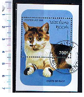 43962 - LAOS	1989-213/F  Gatti di razza -  Foglietto completo timbrato