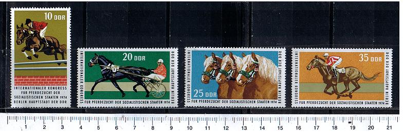 44112 - D.D.R.	1974-Yvert 1651-54  Congresso Internazionale Allevatori di Cavalli dei Paesi Socialisti  - 4 valori serie completa nuova