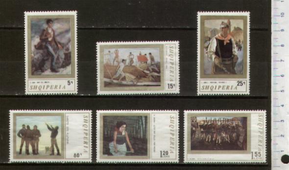 44414 - ALBANIA	1971-Yvert n1330-35	Dipinti di pittori Albanesi - 6 valori serie completa nuova senza colla