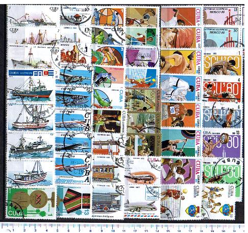 44574 - CUBA  Offerta Per Rivenditori: Confezione da 10 per tipo di 189 francobolli diversi timbrati in totale 1890 francobolli (foto parziale)