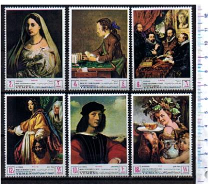 44632 -  YEMEN Kingdom 1968-503-08  * 	UNESCO salva Monumenti di Firenze: dipinti -  6 valori dentellati serie completa nuova