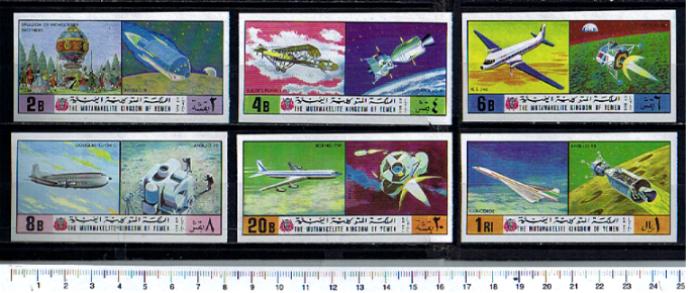 44741 - YEMEN Kingdom 1970-1167-72   *  	Storia del volo spaziale:aerei e satelliti - 6 valori non dentellati serie completa nuova senza colla
