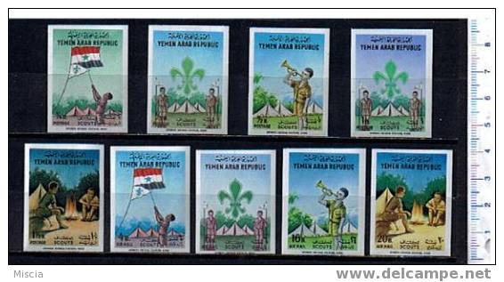44953 - YEMEN Republic  1964-# 368-76 *  Boy Scout Jamboree   64 - 9 valori non dentellati serie completa nuova **MNH