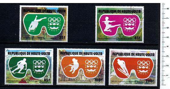 45094 - ALTO VOLTA 1975-3580F - Yvert 370/2+A199/00 * 	Olimpiadi Invernali di Innsbruck - 5 valori serie completa timbrata