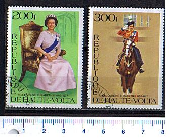 45115 - ALTO VOLTA 1977-3724 - Yvert 414+416  *  25 Anni di Regno di Elisabetta II - 2 valori serie completa timbrata
