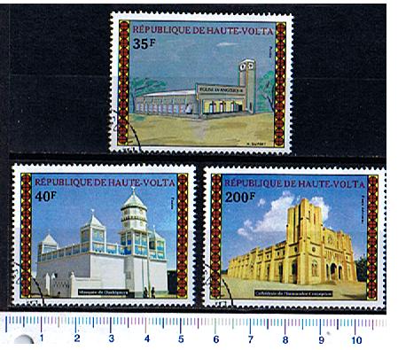 45143 - ALTO VOLTA 1973-3738 - Yvert 294/5+A165  *	Monumenti Religiosi,Chiese,Moschee - 3 valori serie completa timbrata