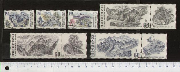 45197 - CECOSLOVACCHIA	1969-3050- Yvert 1738/43 *  Parco Nazionale dei monti Tatra con vignette - 6 valori serie completa timbrata
