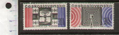 45289 - CECOSLOVACCHIA	1967- Yvert 1629-30 * 	Anniversario della Radio e Televisione - 2 valore completo nuovo senza colla