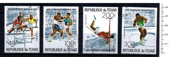 45487 - TCHAD	1976-3643-Yvert 312+A179/81 * Giochi Olimpici di Montreal - 4 valori serie completa timbrata