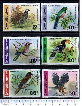 45537 - LIBERIA 1977-3650-Yvert 736/741 * Uccelli selvatici della Liberia   - 6 valori serie completa timbrata