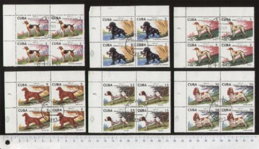 45582 - CUBA 1976-3595- Yvert 1904/09 * Cani da caccia soggetti diversi - 6 valori serie completa timbrata in Quartina