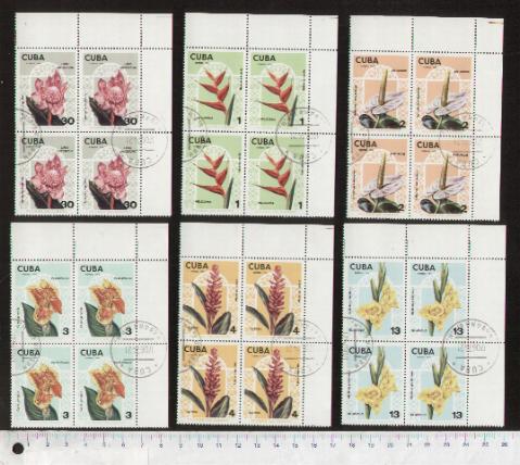 45610 - CUBA 1974-3272- Yvert 1779/84 *	Fiori coltivati a Cuba soggetti diversi - 6 valori serie completa timbrata in Quartina
