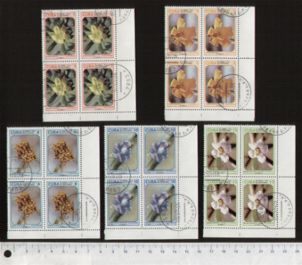 45622 - CUBA 1974-3478- Yvert 1974/98 * Flora silvestre: fiori diversi - 5 valori serie completa timbrata in Quartina