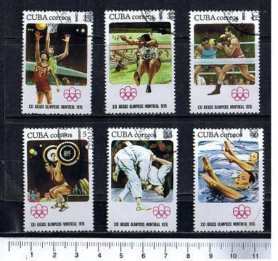 45642 - CUBA 1976-1120 - Yvert 1931/36 *	Giochi Olimpici di Montreal  - 6 valori serietta timbrata
